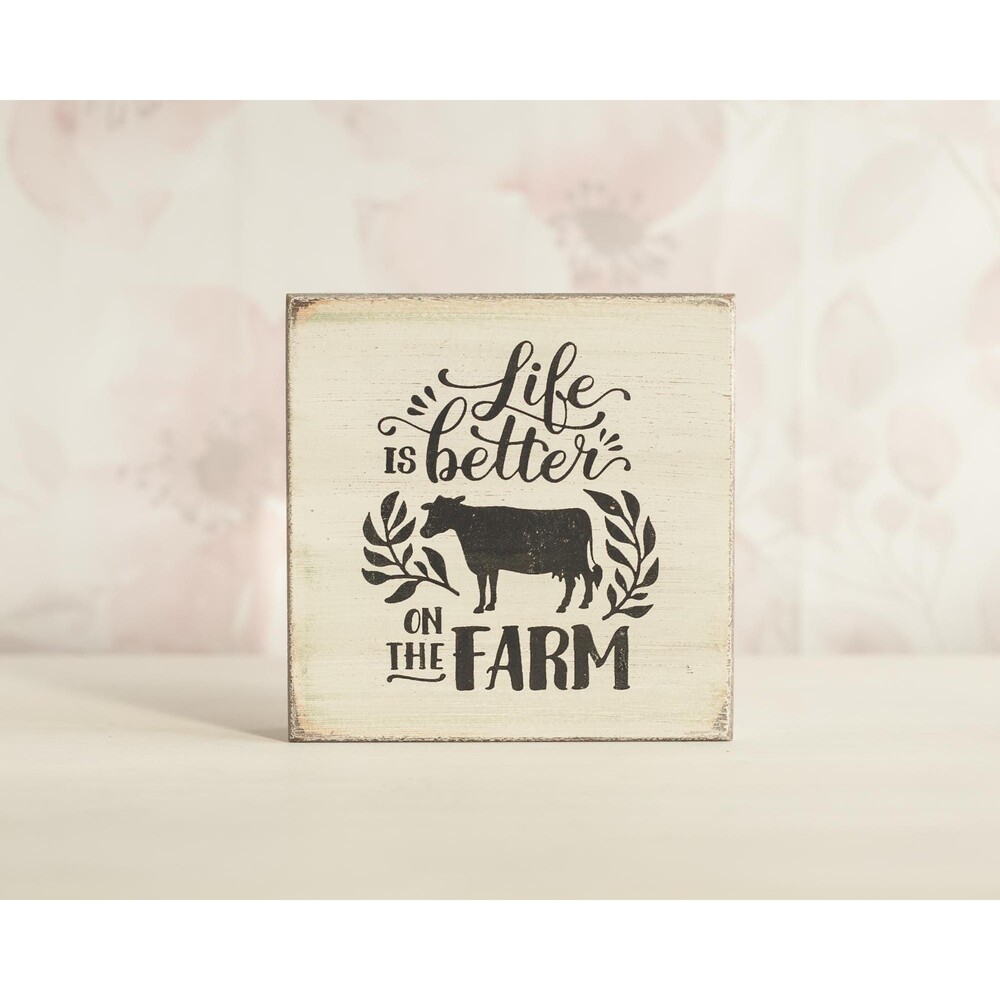 Black & Aqua Farmhouse Cow Decor Kitchen Shelf Sitter, Cow Lover Gifts